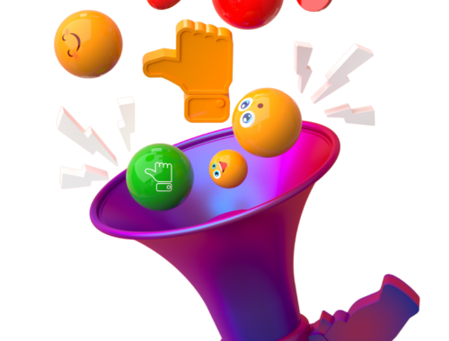 Illustration représentant les mécanismes d'attraction des réseaux sociaux avec des icônes de notifications, de réactions et d'interactions numériques.