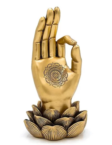 Main en mudra symbolisant la pratique du Hatha Yoga, de la méditation et de l'équilibre entre le corps et l'esprit.