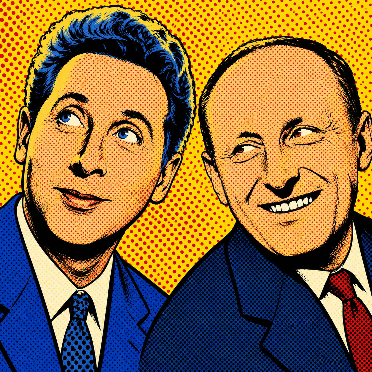Illustration de Bourvil et Trenet l'un à côté de l'autre