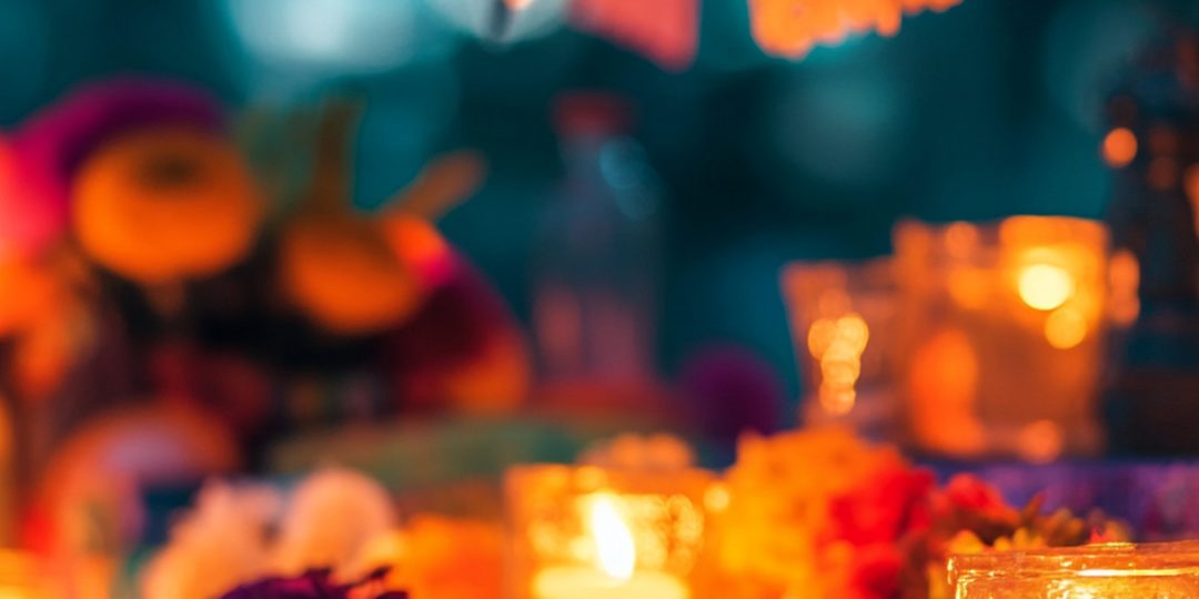 Décoration traditionnelle du Día de los Muertos utilisée dans un cours d'espagnol pour découvrir la langue et la culture mexicaines.