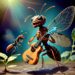 Illustration d'insectes musiciens inspirée des Fables de Jean de La Fontaine pour un spectacle mêlant théâtre, musique et littérature.